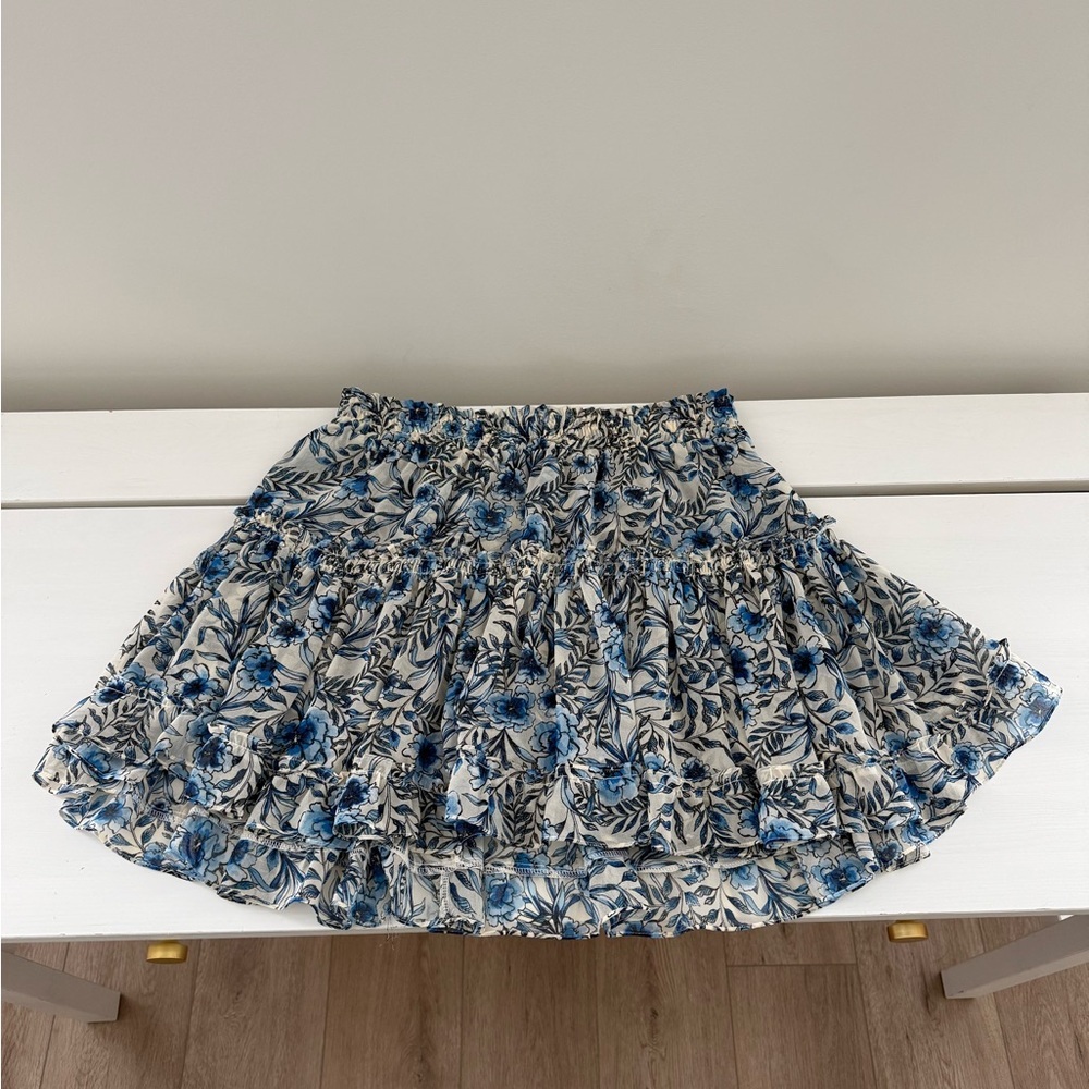 MISA Los Angeles Marion Skirt Indigo Blooms Blue Floral Size M - Picture 2 of 9